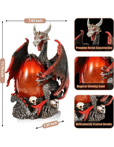 Estatua de Huevo de Dragón Iluminado Yuxelulmai 30 cm