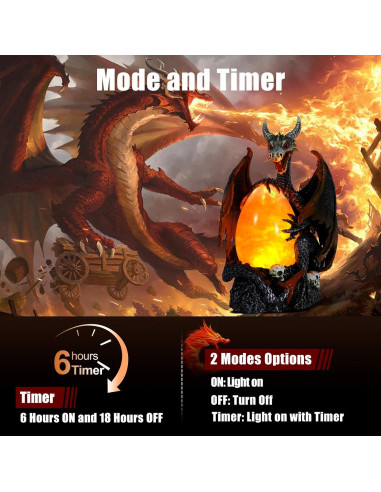 Estatua de Huevo de Dragón Iluminado Yuxelulmai 30 cm