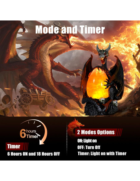 Estatua de Huevo de Dragón Iluminado Yuxelulmai 30 cm