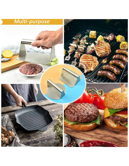 Prensa para Hamburguesas Profesional Acero Inoxidable 14 cm