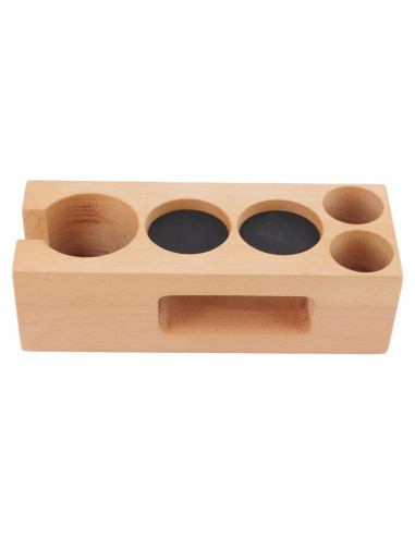 Estación de Tamping de Café de Madera con 5 Agujeros - Soporte Antideslizante