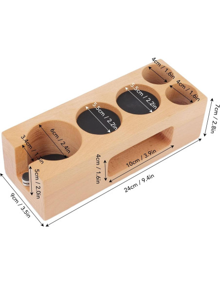 Estación de Tamping de Café de Madera con 5 Agujeros - Soporte Antideslizante