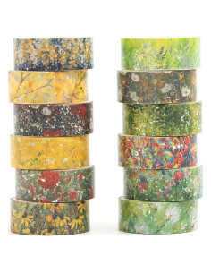 Set de 12 Rollos de Cinta Washi Floral Songdao 15mm x 2m