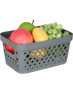 Cesta de Plástico Glad Apilable 3.79L Gris con Mangos 2
