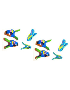 Set de 4 Clips de Toalla de Playa HNDTEK - Tucán Azul y Chanclas