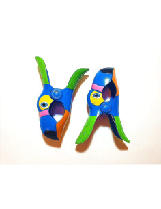 Set de 4 Clips de Toalla de Playa HNDTEK - Tucán Azul y Chanclas 2