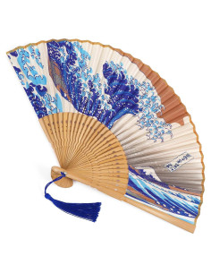 Abanico Plegable Grevosea de Bambú y Seda 38 cm - Elegante