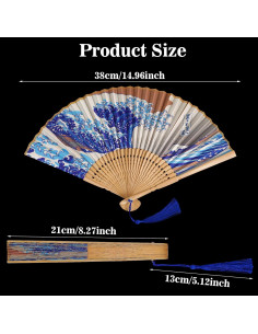 Abanico Plegable Grevosea de Bambú y Seda 38 cm - Elegante 2