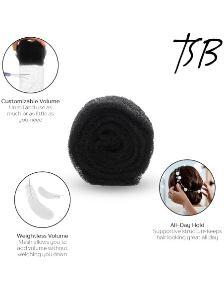 Rellenador de Cabello TSB Negro 1 Paquete - Volumen y Moño