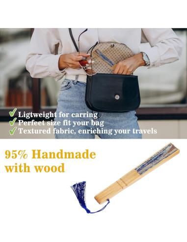 Abanico Plegable Grevosea de Bambú y Seda 38 cm - Elegante