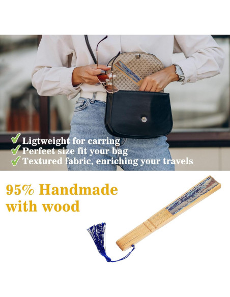 Abanico Plegable Grevosea de Bambú y Seda 38 cm - Elegante