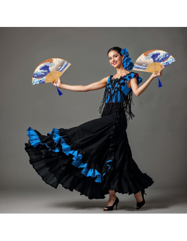 Abanico Plegable Grevosea de Bambú y Seda 38 cm - Elegante