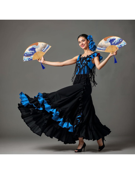 Abanico Plegable Grevosea de Bambú y Seda 38 cm - Elegante