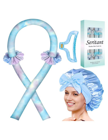 Rizador de Cabello Sin Calor Seritant Azul Tie Dye - Kit Completo