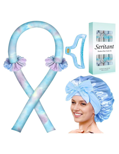 Rizador de Cabello Sin Calor Seritant Azul Tie Dye - Kit Completo