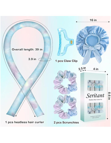 Rizador de Cabello Sin Calor Seritant Azul Tie Dye - Kit Completo
