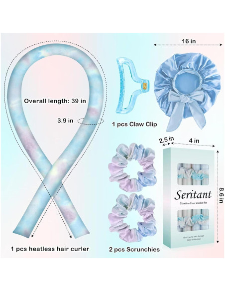 Rizador de Cabello Sin Calor Seritant Azul Tie Dye - Kit Completo