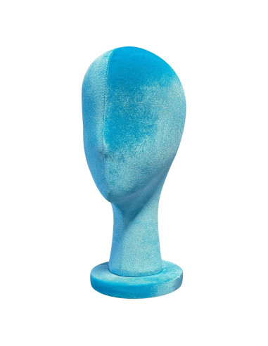 Cabeza de Maniquí de Terciopelo Azul DE-LIANG 35cm para Pelucas