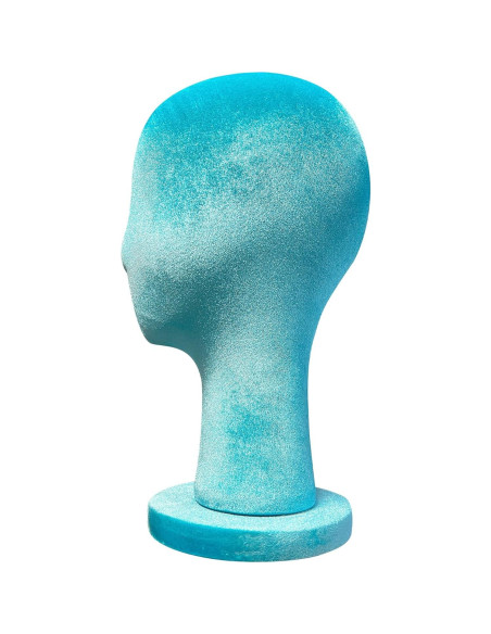 Cabeza de Maniquí de Terciopelo Azul DE-LIANG 35cm para Pelucas