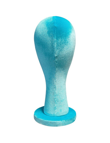 Cabeza de Maniquí de Terciopelo Azul DE-LIANG 35cm para Pelucas