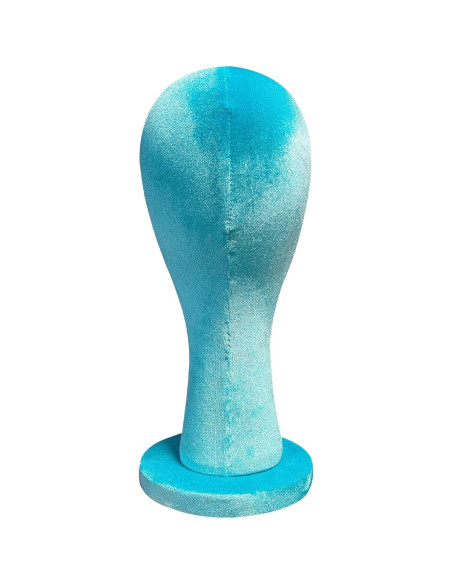 Cabeza de Maniquí de Terciopelo Azul DE-LIANG 35cm para Pelucas