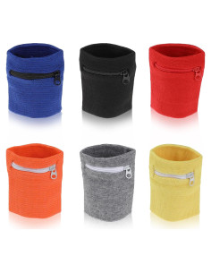 6PCS Bandas de Muñeca con Cremallera Abeillo - Absorbentes y Ligeras