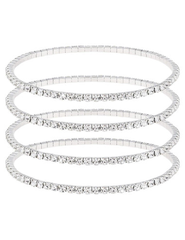 4 Tobilleras Elásticas de Cristal Wovanoo para Mujeres