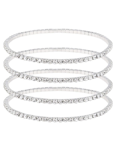 4 Tobilleras Elásticas de Cristal Wovanoo para Mujeres