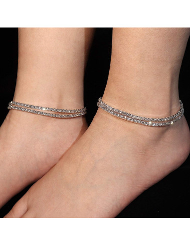 4 Tobilleras Elásticas de Cristal Wovanoo para Mujeres