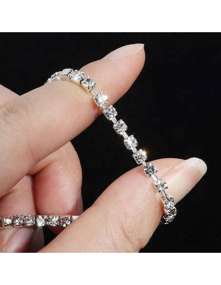 4 Tobilleras Elásticas de Cristal Wovanoo para Mujeres