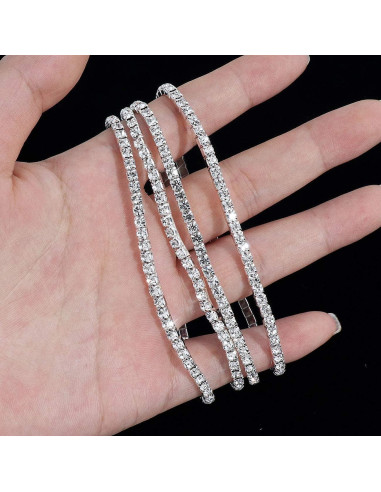 4 Tobilleras Elásticas de Cristal Wovanoo para Mujeres