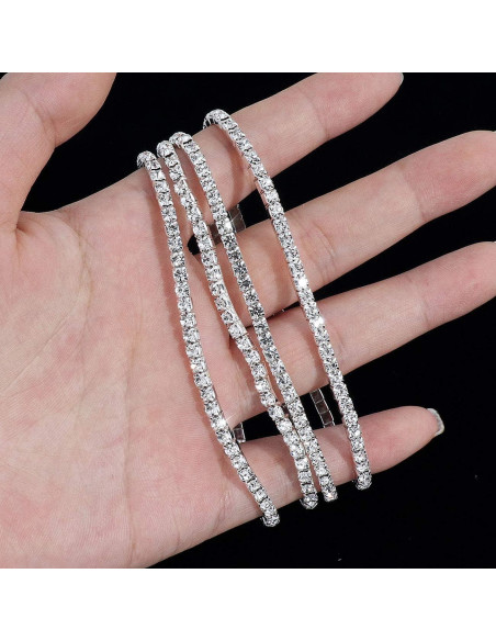 4 Tobilleras Elásticas de Cristal Wovanoo para Mujeres