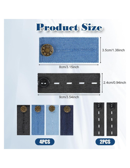 Extensores de Cintura para Jeans IANFAN 6 Pcs Ajustables