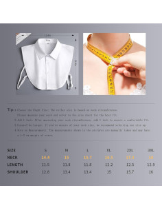 Cuello Desmontable Algodón Blanco Unisex - 6 Tamaños 2