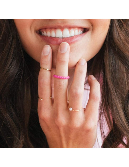 Anillo de Silicona Apilable Enso para Bodas - Blanco T9