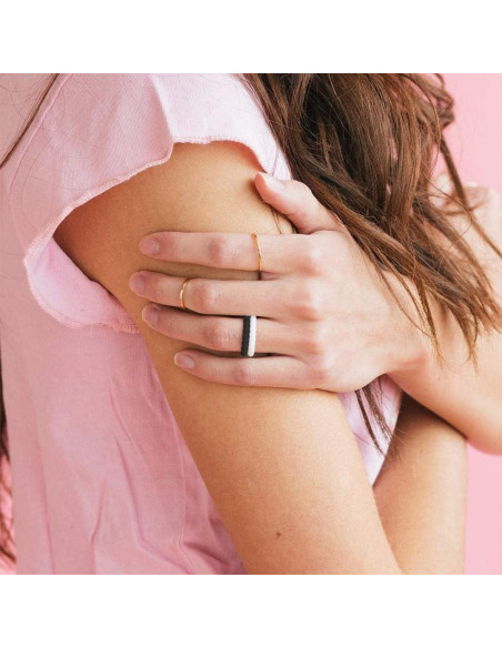 Anillo de Silicona Apilable Enso para Bodas - Blanco T9