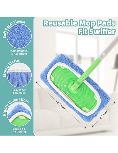 Paños de Mopa Reutilizables LOVECO 6 Unidades Microfibra Azul