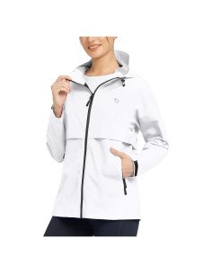 Chaqueta de Lluvia Impermeable Baleaf para Mujeres - Grande Blanca