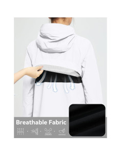 Chaqueta de Lluvia Impermeable Baleaf para Mujeres - Grande Blanca 2