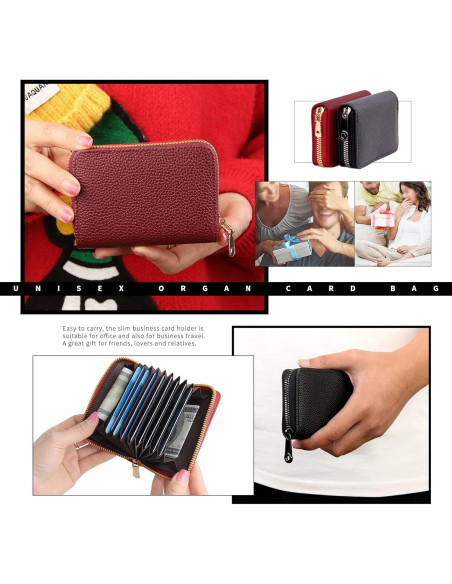 2 Pcs Billetera Titular de Tarjetas PRIVILLA con RFID 11 Ranuras