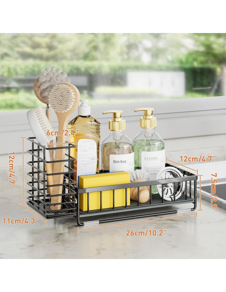 Caddy para Fregadero de Cocina OVICAR Negro - Secado Rápido