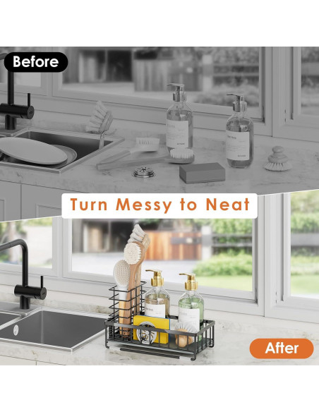 Caddy para Fregadero de Cocina OVICAR Negro - Secado Rápido