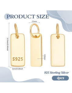 4PCS Encantos de Plata Esterlina 925 PH PandaHall 11.5x5mm 2