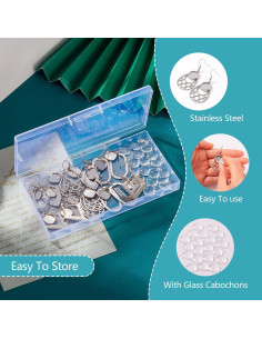 Bandejas de Aretes FASHEWELRY 16Pcs Acero Inoxidable 12mm 2