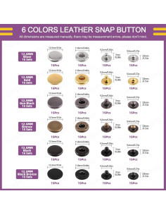 Kit de Sujetadores de Botones de Cuero Swpeet 90 Juegos 12.5mm 2