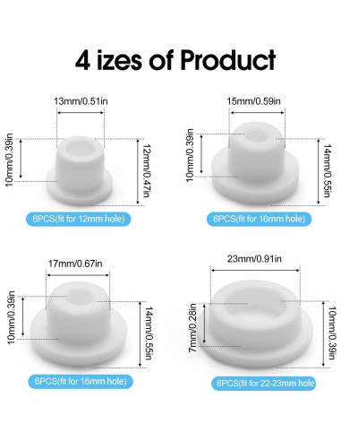 Tapones de Silicona DIFENLUN 24 Piezas para Baño 12-23mm