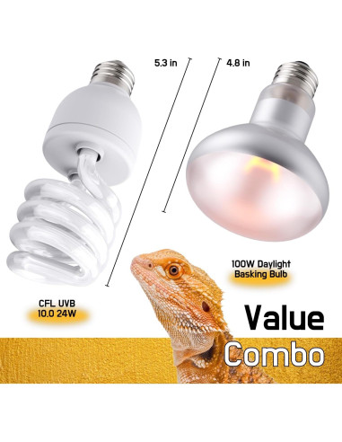 Combo Bombillas de Calor 100W y UVB 10.0 24W ReptiKing