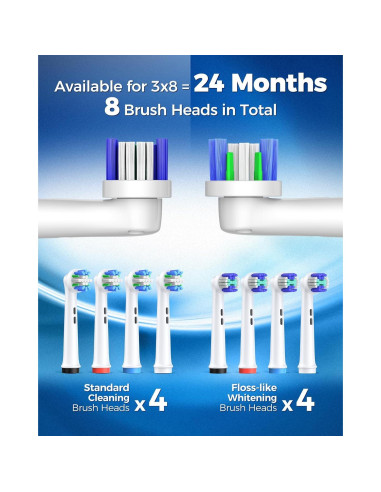 Cepillo de Dientes Eléctrico Rotativo TEETHEORY con 8 Cabezales