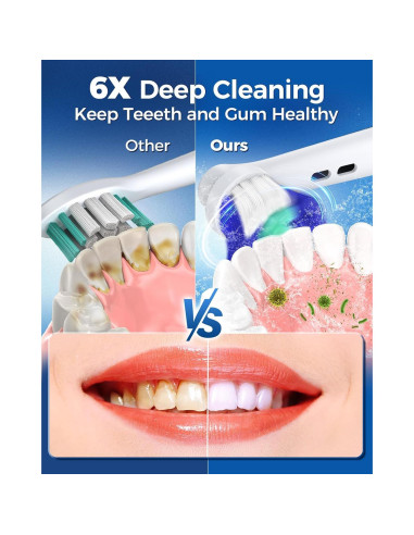 Cepillo de Dientes Eléctrico Rotativo TEETHEORY con 8 Cabezales