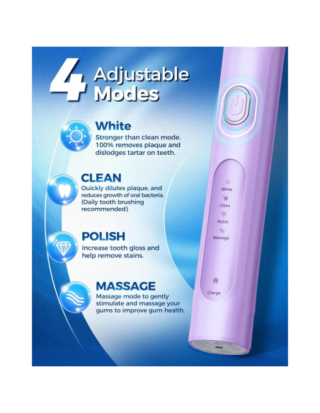 Cepillo de Dientes Eléctrico Rotativo TEETHEORY con 8 Cabezales